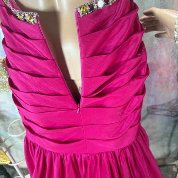 📌Tony Bowls LeGala Beaded Hot Pink Mermaid  Prom - Pageant - Formal Dress - Picture 9 of 16